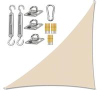 Waterproof Triangle Sun Shade Sail Canopy with Fixing Kit - 4m x 4m x 5m Beige - Ideal for Garden Picnic Camping - UV Protection Outdoor Shade Solution