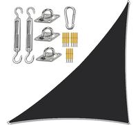 Waterproof Triangle Sun Shade Sail Canopy with Fixing Kit - 5m x 5m x 5m Right Angle Awnings for Garden Picnic & Camping - UV Block Black Outdoor Shade Solution