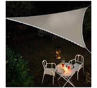 Waterproof Triangle Sun Shade Sail with LED Lights, 95% UV Protection for Patio & Balcony, Water-Resistant Oxford Fabric, Gray, 2x2x2m Outdoor Canopy.