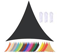 Waterproof Triangular Sun Awning with Eyelets - 90% UV Protection for Balcony Patio Garden Beach Pool & Backyard - Black 3x3x3m Wind Resistant Canopy