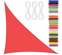 Waterproof Triangular UV Protection Shade Sail Canopy95% UV Block 5x5x7.1m Includes 3 Ropes Perfect for Outdoor Garden Terrace PatioRed