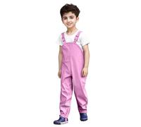 Waterproof Trousers for Kids UK Casual Adjustable Bib Long Pant Boys and Girls Rainwear for Outdoor Play Mud Dirty Proof Trousers Fashion Waterproof Breathable Pants with Reflective Strip Pink