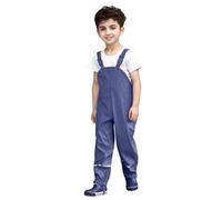 Waterproof Trousers for Kids UK Casual Adjustable Bib Long Pant Boys and Girls Rainwear for Outdoor Play Mud Dirty Proof Trousers Fashion Waterproof Breathable Pants with Reflective Strip Dark Blue
