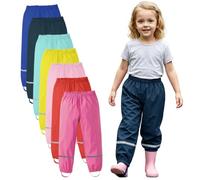 Waterproof Trousers Kids Girls Boys Rain Trousers Toddlers Lightweight Mud Proof Rainy Pants with Reflective Strip Rainwear for Age 1-10 Years