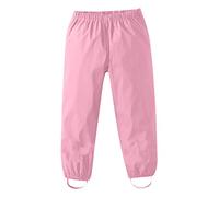 Waterproof Trousers Kids Rain Mud Dirty Proof Pants with Reflective Strip Water Proof Trousers for Gils Boys Solid Elasticated Waist Overtrousers Lightweight Rainwear Outdoor Play for 1-12 Years Pink