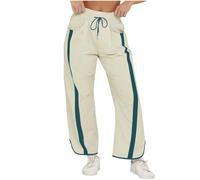 Waterproof Trousers Womens Hiking Overtrousers Lightweight Rain Pants | Color Block Work Cargo Pants Breathable Elastic Waist Walking Trousers Windproof Rain Over Pants Wide Leg