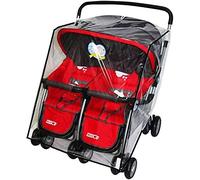 Waterproof Twins Pushchair Rain Cover Windproof Dustproof Universal Side by Side Strollers Pram Raincoat Wind Shield Baby Carriage Double Carrycots Raincover Buggy Stroller Protector