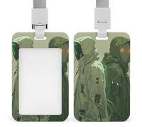 Waterproof Two Green Ghosts Id Badge Holders with Breakaway Lanyard, Heavy Duty Work Card Holder, Clear Vertical, Name Tag Holder for Nurse/Teacher/Doctor/Officer/Staff