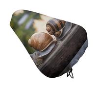 Waterproof Two Snails on The Bench Bike Seat Cushion Cover, Padded Bicycle Seat Cover with Drawstring for Men Women, Wide Bike Saddles Protector for Mountain Exercise Road City Outdoor Biking