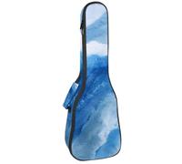 Waterproof Ukulele Case Bag, Durable 23" Ukulele Gig Bag with Storage and Handle - Blue and White Watercolor Frozen River Under Ice