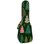Waterproof Ukulele Case Bag, Durable 23" Ukulele Gig Bag with Storage and Handle - Doodle Christmas Trees Seamless Pattern