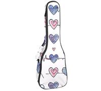Waterproof Ukulele Case Bag, Durable 23" Ukulele Gig Bag with Storage and Handle - Electrocardiogram Heart Beat with Little Hearts