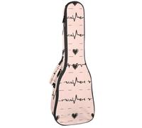 Waterproof Ukulele Case Bag, Durable 23" Ukulele Gig Bag with Storage and Handle - Electrocardiogram Heart Beat with Cute Hearts Pattern
