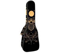 Waterproof Ukulele Case Bag, Durable 23" Ukulele Gig Bag with Storage and Handle - Golden Bee Plants Flowers Phases of The Moon Stars Pattern