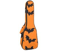 Waterproof Ukulele Case Bag, Durable 23" Ukulele Gig Bag with Storage and Handle - Halloween Bats Silhouette on a Orange Background