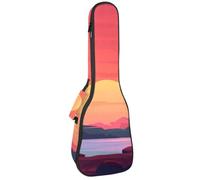 Waterproof Ukulele Case Bag, Durable 23" Ukulele Gig Bag with Storage and Handle - Landscape Sunset with The Palms