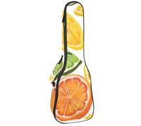 Waterproof Ukulele Case Bag, Durable 23" Ukulele Gig Bag with Storage and Handle - Lemons and Sliced Fruits Summer Background