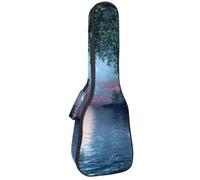 Waterproof Ukulele Case Bag, Durable 23" Ukulele Gig Bag with Storage and Handle - Night Landscape Trees Flowers Magical Galaxy