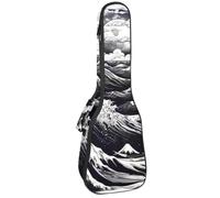 Waterproof Ukulele Case Bag, Durable 23" Ukulele Gig Bag with Storage and Handle - Sea Waves Retro Style