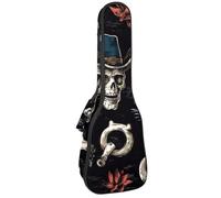 Waterproof Ukulele Case Bag, Durable 23" Ukulele Gig Bag with Storage and Handle - Skull in Mexican Hat Wild West Cactus Heart