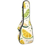 Waterproof Ukulele Case Bag, Durable 23" Ukulele Gig Bag with Storage and Handle - Summer Yellow Lemons and Sliced Fruits