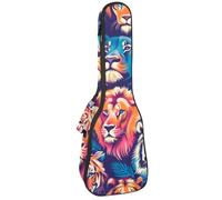 Waterproof Ukulele Case Bag, Durable 23" Ukulele Gig Bag with Storage and Handle - Wild Animals Lion Tiger Leopard