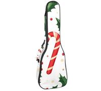Waterproof Ukulele Gig Bag for Concert Ukuleles Padded Bag with Adjustable Straps - Christmas Candy Cane and Holly Pattern