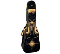 Waterproof Ukulele Gig Bag for Concert Ukuleles Padded Bag with Adjustable Straps - Mystical and Magical Moon and Golden Butterfly
