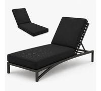 Waterproof ungerion - Thick 50D Foam Replacement Pad for Outdoor Recliners Foldable Mattress with Anti-Slip Base & 6 Ties Black 188x58x5cm Perfect for Patio & Deck