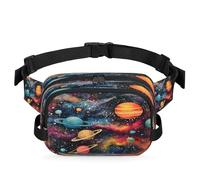 Waterproof Unisex Square Fanny Pack, Adjustable Waist Bag with Pockets, Cosmic Dreams, 9 x 6.1 x 2.5 Inches