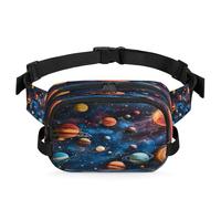 Waterproof Unisex Square Fanny Pack, Adjustable Waist Bag with Pockets, Galactic Wonders, 9 x 6.1 x 2.5 Inches