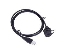 Waterproof USB Extension Cable, USB 3.0 Port Car Flush Mount Outlet Connector Male to Female Replacement Cord Outdoor Plug Panel Mount Adapter with cover for Car Truck Boat Motorcycle Dashboard Panel