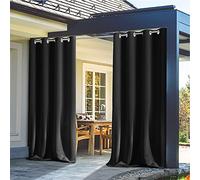 Waterproof UV-Blocking Outdoor Curtains for Pergola & Gazebo Black Thermal Insulated Grommet Panels 1 Piece 213x241cm Ideal for Garden & Patio Decor