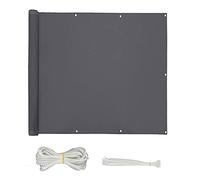 Waterproof UV Protection Blackout Tarpaulin 0.8 x 6.5m - Heavy Duty Dark Grey Cover with Eyelets Ropes & Ties for Garden Patio Balcony Pool Use