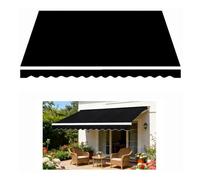 Waterproof UV Protection Manual Retractable Awning Replacement Fabric5.5x3.5m Black Canopy Cloth (Fabric Only Frame Not Included)