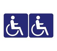 Waterproof UV Protection Vinyl Sticker - Laminated Laminated Signage Adhesive Sticker - Water and UV Resistant - Disabled Wheelchair Panel - 10 x 10 cm (Pack of 2)
