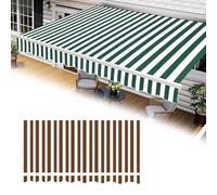 Waterproof UV-Resint 3.6x Canopy Replacement Fabric with Valance for Patio nings & Balconies - Brown & White, 16x10ft, Ideal for Garden & Outdoor Use