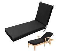 Waterproof UV-Resint Outdoor Loun Chair Cush - Foldable, Non-Slip table Mat for Sun Lo, Balcony, Black, 193x56x5cm - Perfect for Patio Relaxat