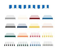 Waterproof UV-Resistant Awning Fabric Replacement Valance Striped/Solid Blue & White Canvas Canopy with Spline for Patio Garden Balcony - 500cm