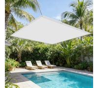 Waterproof UV-Resistant Outdoor Canopy Cloth 210x400 cm with Grommets & Cords - Easy No-Drill Setup for Camping Picnics and Events - White Sunshade Fabric