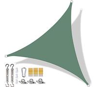 Waterproof UV resistant triangular sunshade sail for garden and patio 3 x 4 x 5 m dark green including mounting kit and rope for easy installation