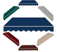 Waterproof UV-Resistant Wavy Valance Replacement for Patio & Balcony, Durable Canvas Awning Strips for Deck, Restaurant, Garden, Courtyard (Blue, 11.5 x 8.2 FT)