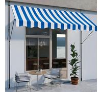 Waterproof UVResistant 59"x118" Manual Retractable Canopy with Crank Handle Adjustable Height Easy Installation 157" Outdoor Shelter (Blue/White 79x59in)