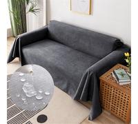 Waterproof Velvet Throw Blanket for Sofa Large Size 1/2/3/4 Seater Soft and Lightweight Decorative Blanket Versatile for Chair Settees Couch and Bed Dark Grey (180x300cm)