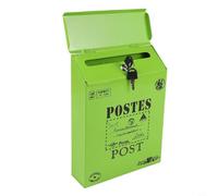 Waterproof vintage wall mount mailbox made from sturdy iron featuring a lock with keys, designed to hold letters, newspapers, and small packages (Green)