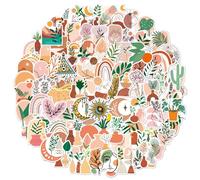 Waterproof Vinyl Bohemian Stickers 100 Sheets - Reusable Aesthetic Decals for Luggage, Laptop, Phone & DIY Crafts | Nature-Inspired Art Stickers for Teens Adults