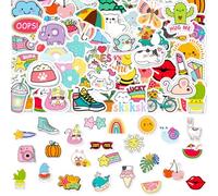 Waterproof Vinyl Stickers with Cute Colourful Kawaii Designs - 200 Pcs DIY Craft Decals for Scrapbooking Laptops Water Bottles Kids Personalisation Vehicle Cars Trucks and Smooth Surfaces Decoration