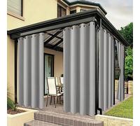 Waterproof Voile Outdoor Curtains for Patio Light Gray Garden Decor Grommet Top Window Drapes for Gazebo Front Porch Pergola 120" x 85" [1PC]