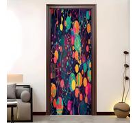 Waterproof Wall Poster Living Room Door Sticker 90x200 cm Abstract Music Polka Dot Pattern Self-Adhesive Door Murals Wallpaper Colorful Vinyl Removable Stickers for Bedroom Home Decor