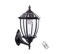 Waterproof Wall Sconce Light Fixture Retro LED Wall Lamp with Remote Control Dimmable IP65 Waterproof Wall Light Aluminum Wall Sconce with Glass Lampshade (Color : Black) (Black)